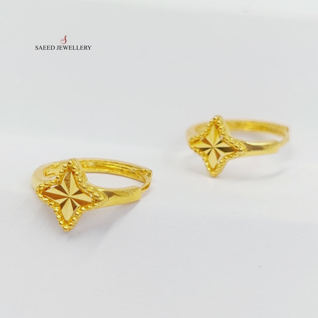 21K Gold Light Heart Earrings by Saeed Jewelry - Image 1