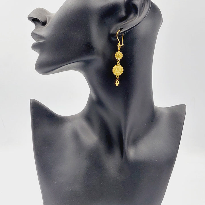 21K Gold Lirat Rashadi Earrings by Saeed Jewelry - Image 3