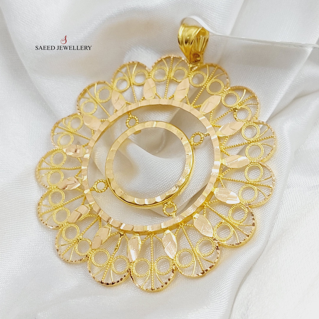 21K Gold Lirat Rashadi Frame Pendant by Saeed Jewelry - Image 6