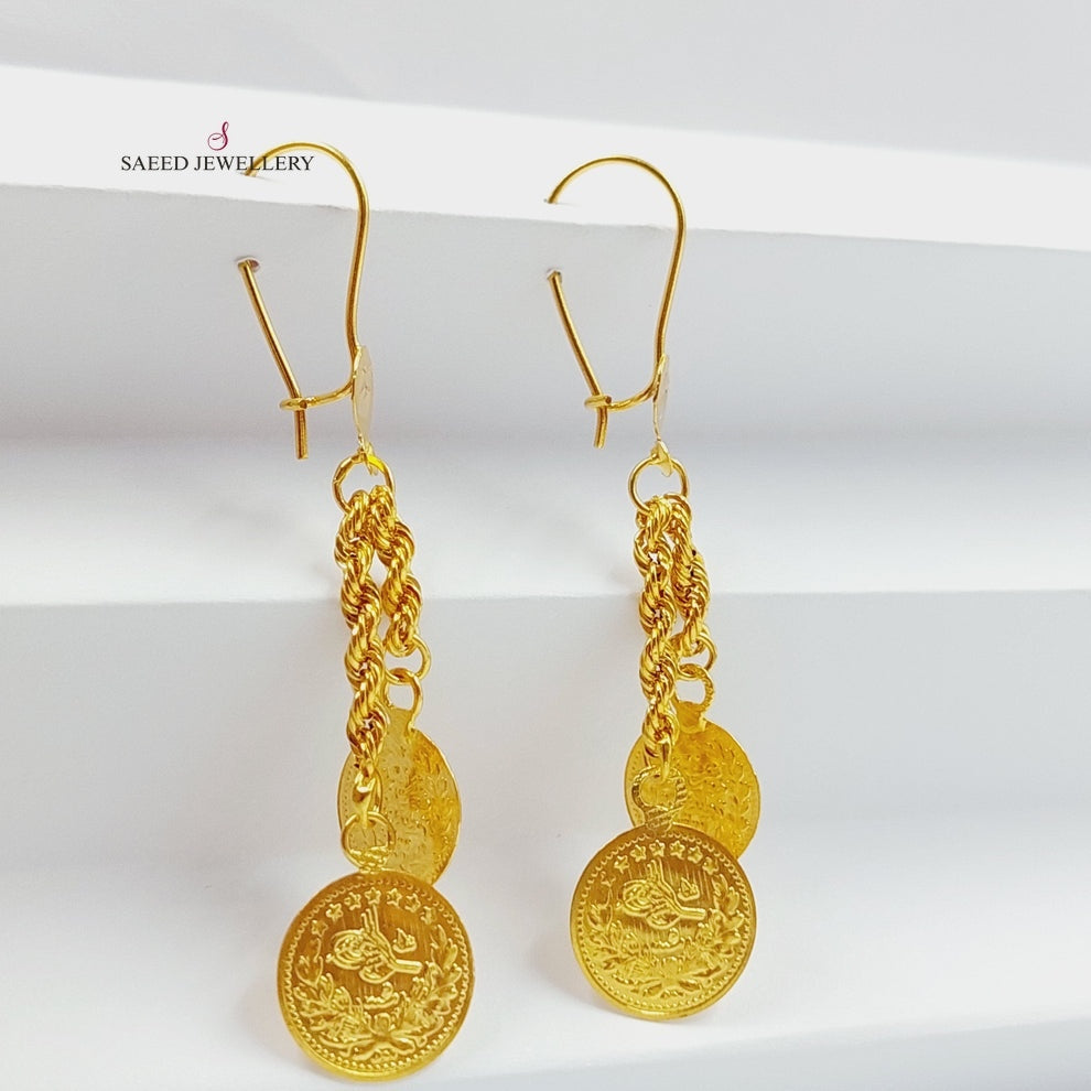 21K Gold Lirat Rashadi Rope Earrings by Saeed Jewelry - Image 4