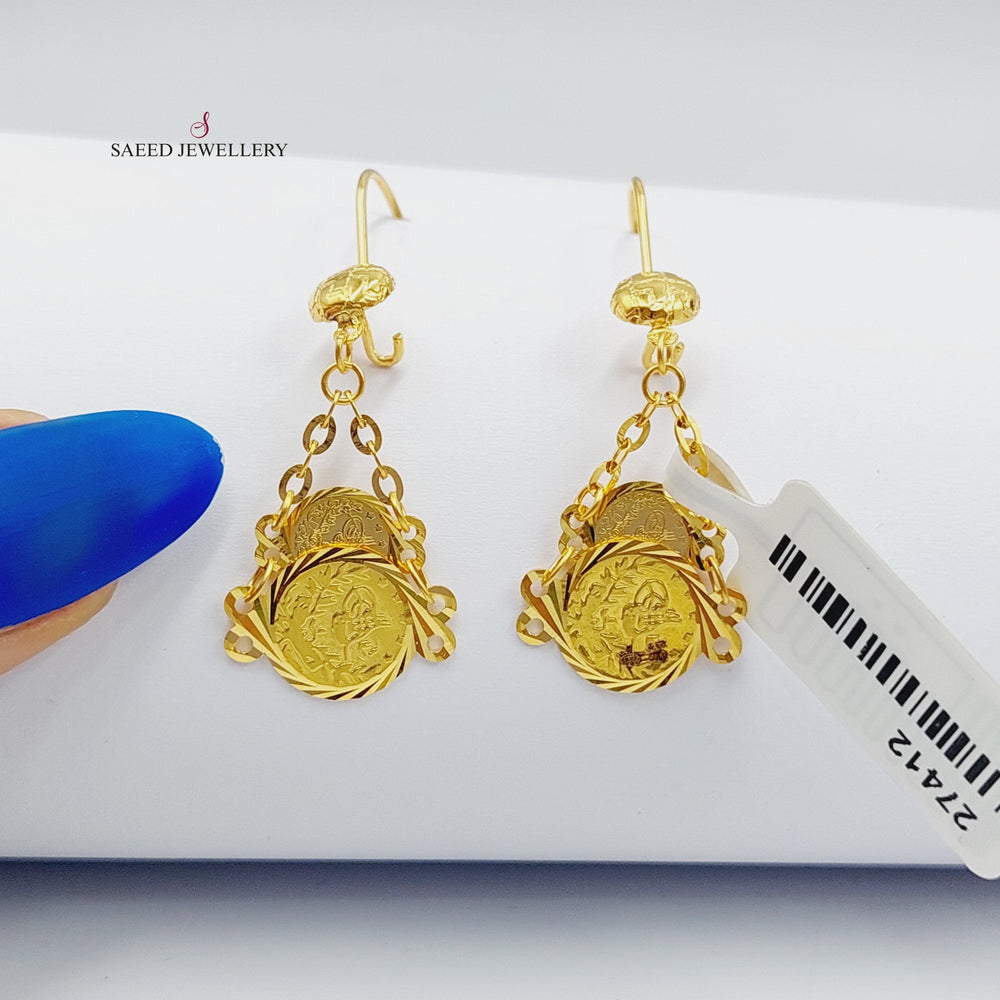 21K Gold Luxury Eighths Earrings by Saeed Jewelry - Image 2