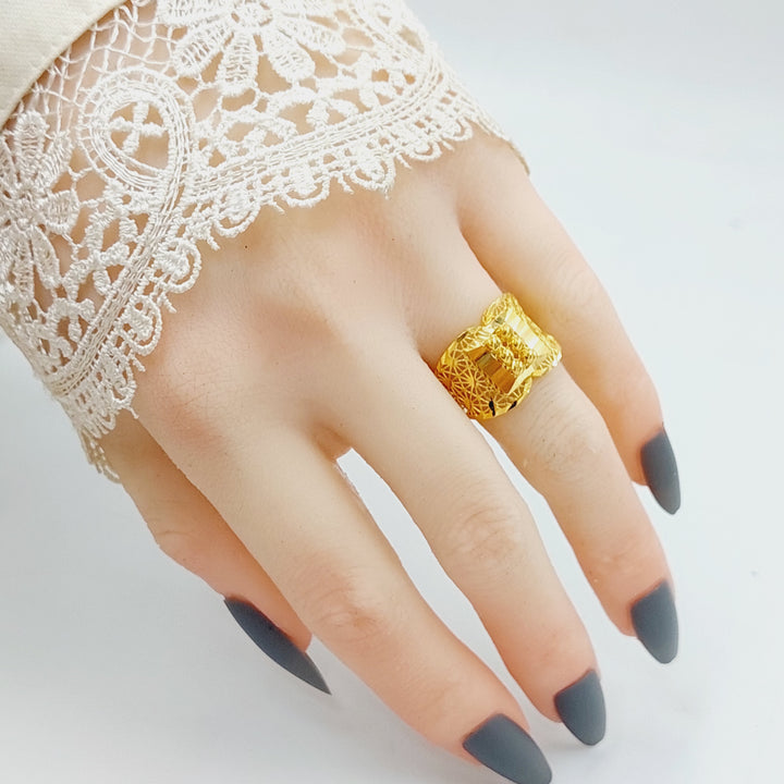 21K Gold Luxury Engraved Ring by Saeed Jewelry - Image 5