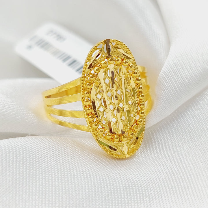 21K Gold Luxury Engraved Ring by Saeed Jewelry - Image 3