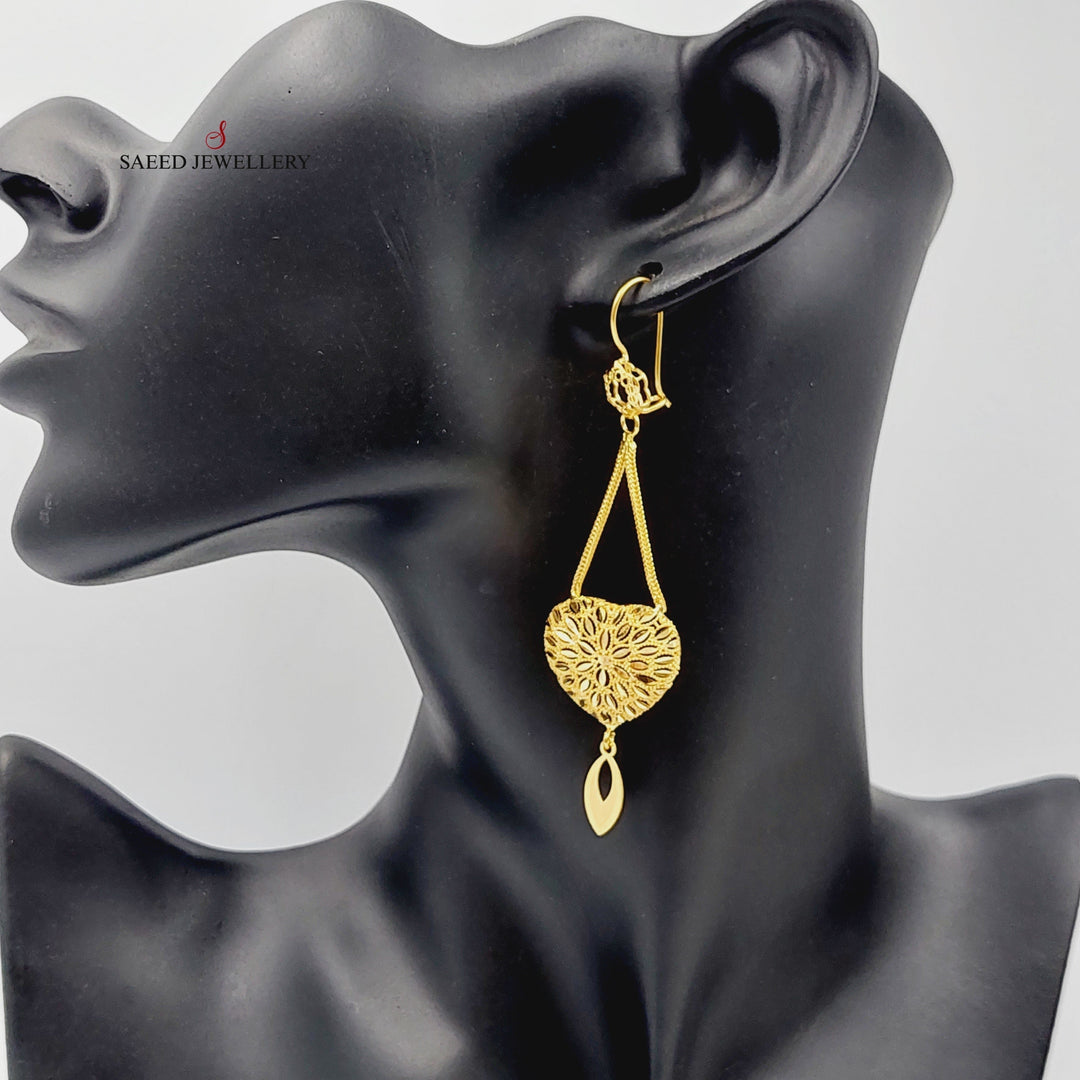 21K Gold Luxury Heart Earrings by Saeed Jewelry - Image 2