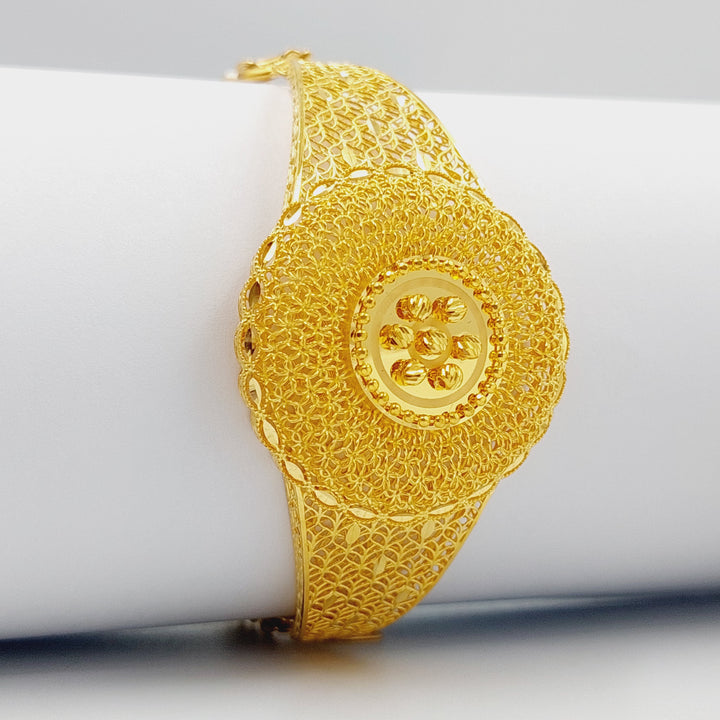 21K Gold Luxury Kuwaiti Bracelet by Saeed Jewelry - Image 5