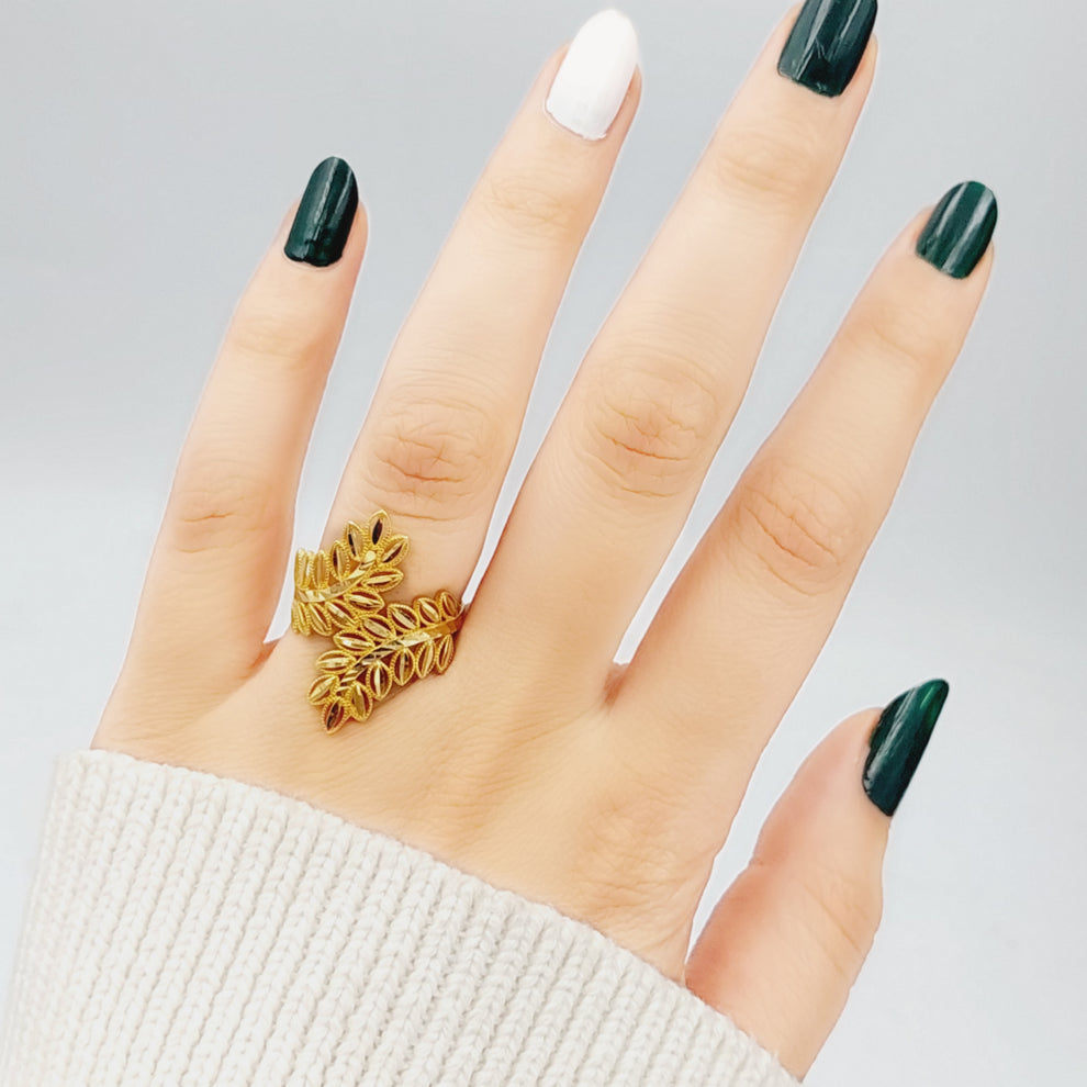 Luxury Leaf Ring Made Of K Yellow Gold by Saeed Jewelry-28449