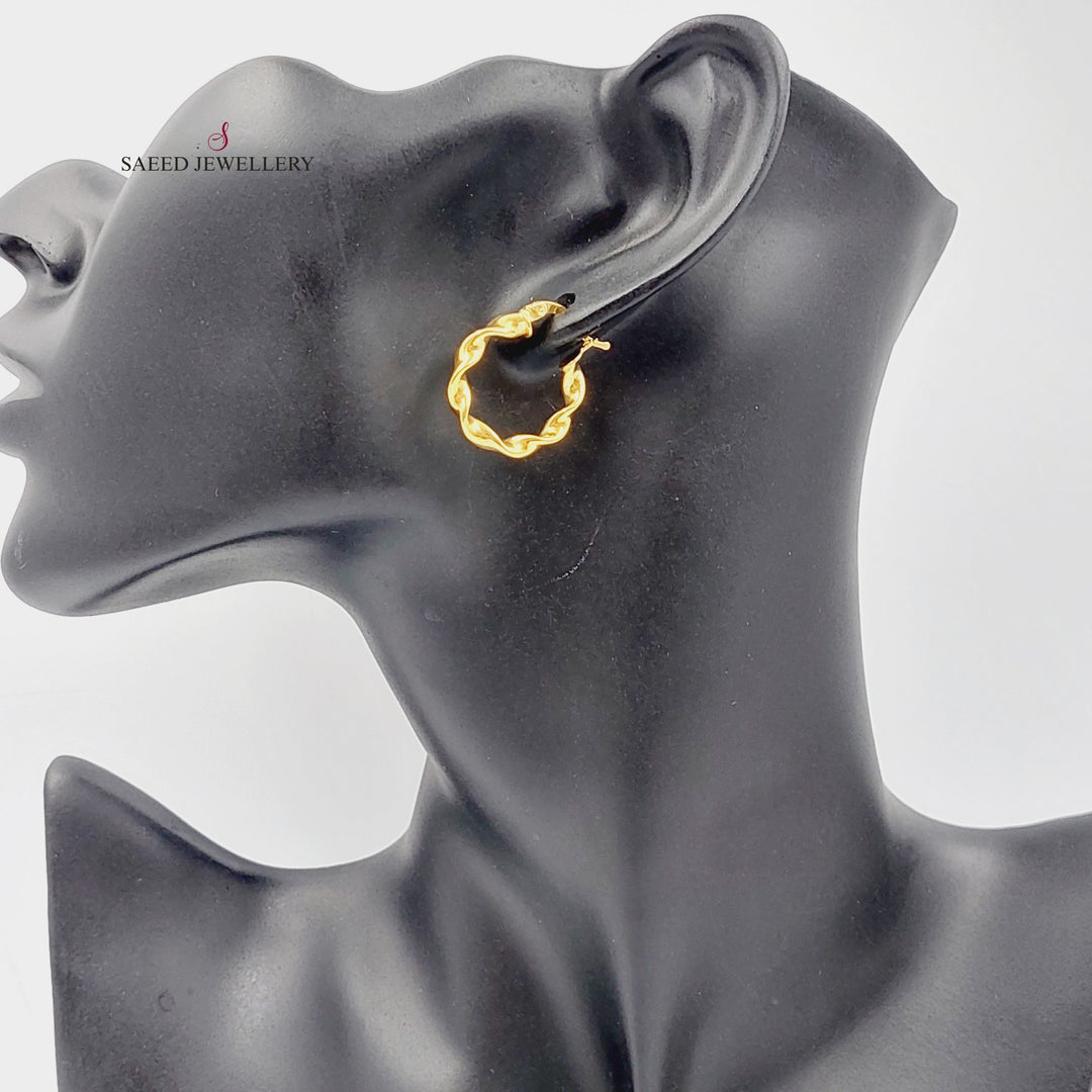 21K Gold Luxury Hoop Earrings by Saeed Jewelry - Image 2