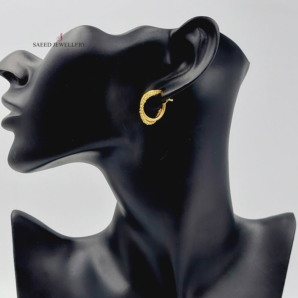 21K Gold Luxury Hoop Earrings by Saeed Jewelry - Image 2