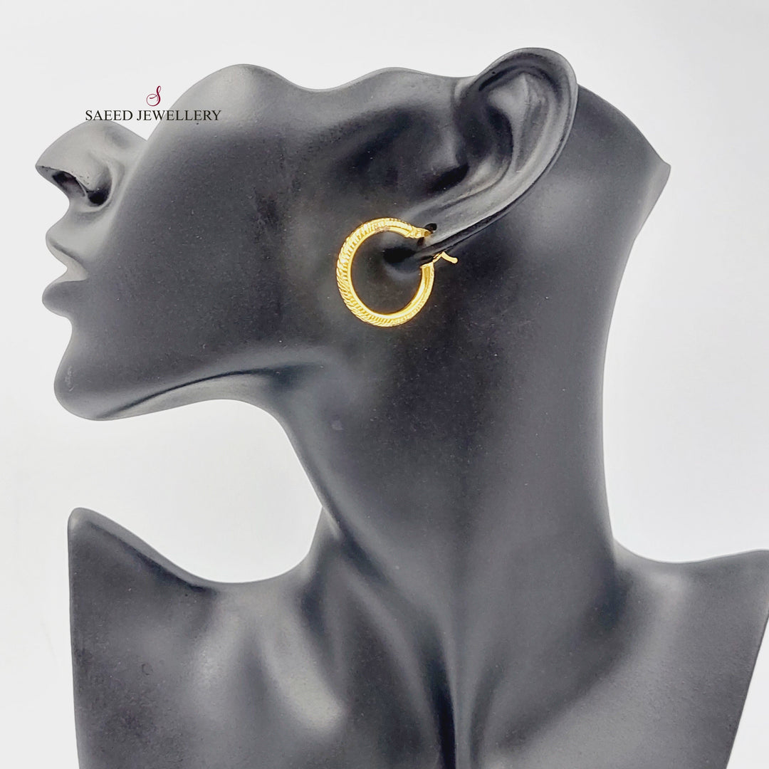 21K Gold Luxury Hoop Earrings by Saeed Jewelry - Image 3