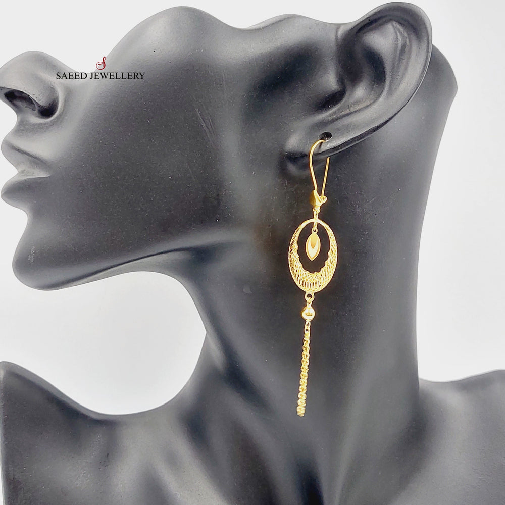 21K Gold Luxury Tears Earrings by Saeed Jewelry - Image 2