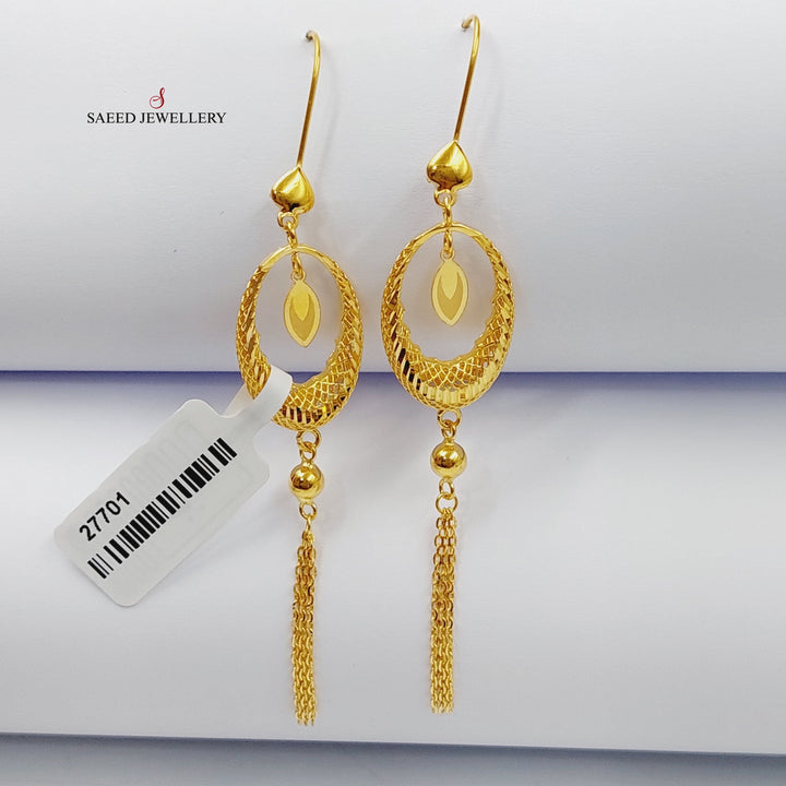 21K Gold Luxury Tears Earrings by Saeed Jewelry - Image 4