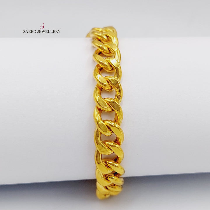 Medium Thickness Cuban Links Bracelet Made Of  21K Yellow Gold by Saeed Jewelry-27441