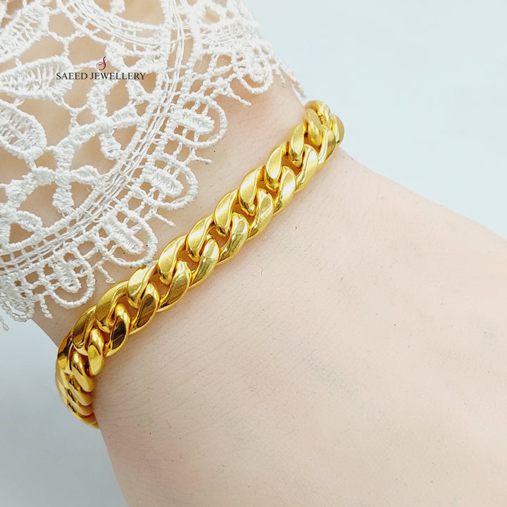 21K Gold Medium Thickness Cuban Links Bracelet by Saeed Jewelry - Image 9