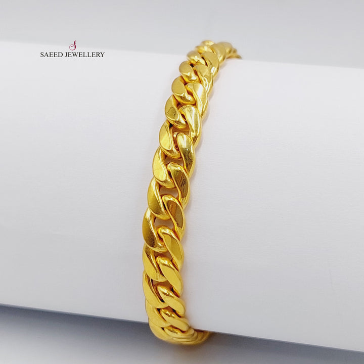 21K Gold Medium Thickness Cuban Links Bracelet by Saeed Jewelry - Image 12