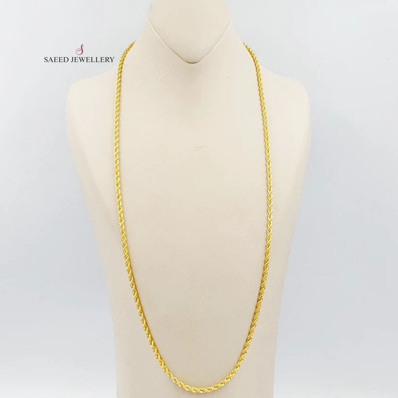 21K Gold Medium Thickness Rope Chain by Saeed Jewelry - Image 4