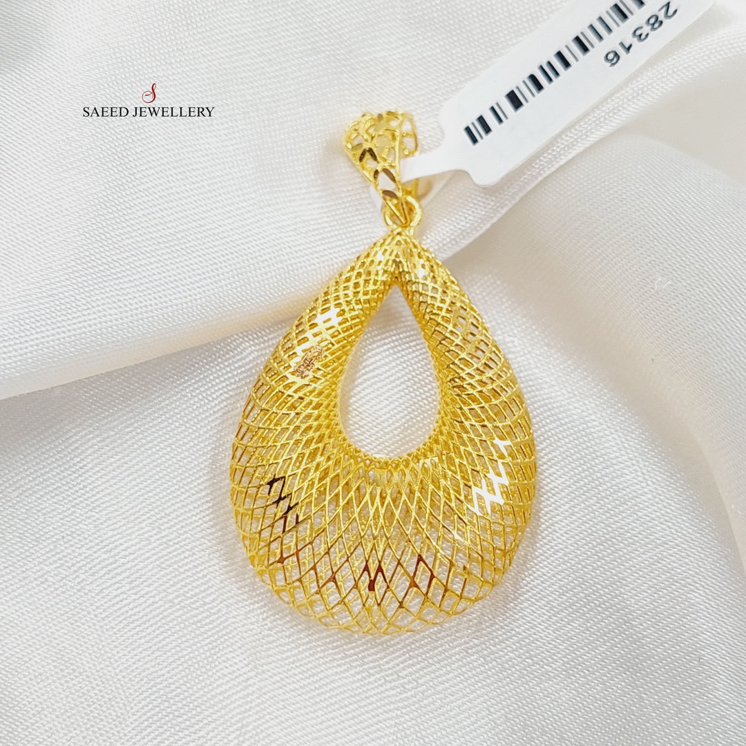 21K Gold Hollow Moon Pendant by Saeed Jewelry - Image 1