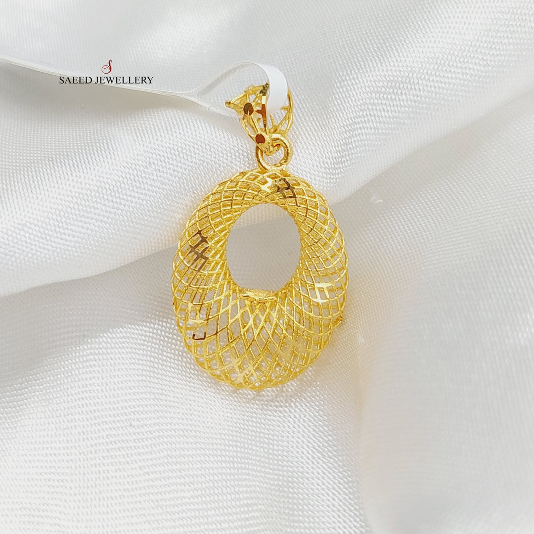 21K Gold Hollow Moon Pendant by Saeed Jewelry - Image 3