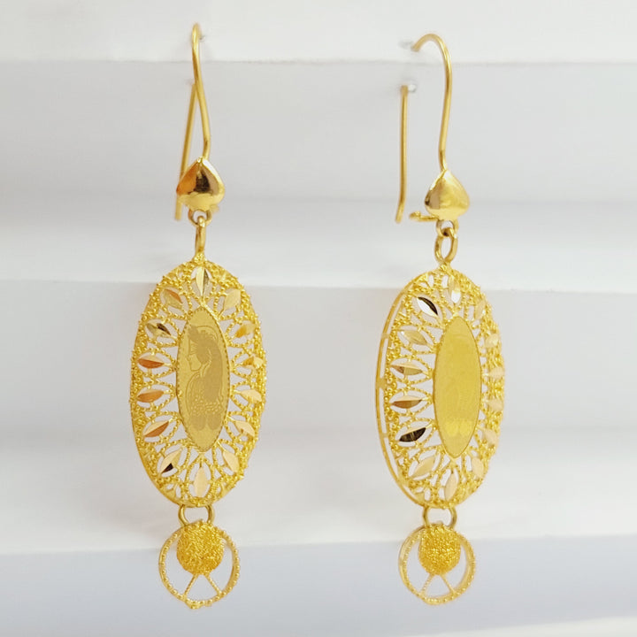 Ounce Earrings Made Of 21K Yellow Gold by Saeed Jewelry-28250