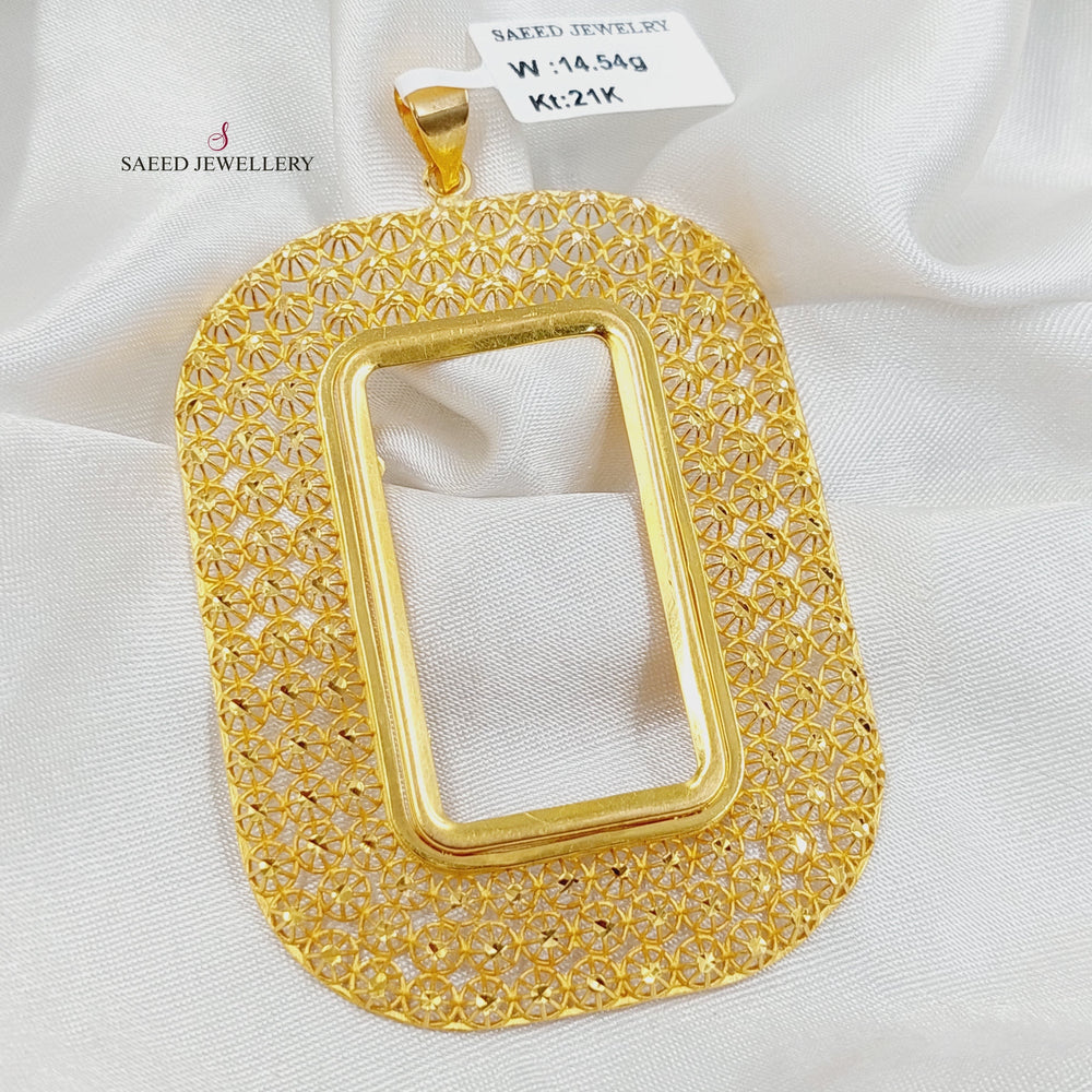 21K Gold Ounce Frame Pendant by Saeed Jewelry - Image 2