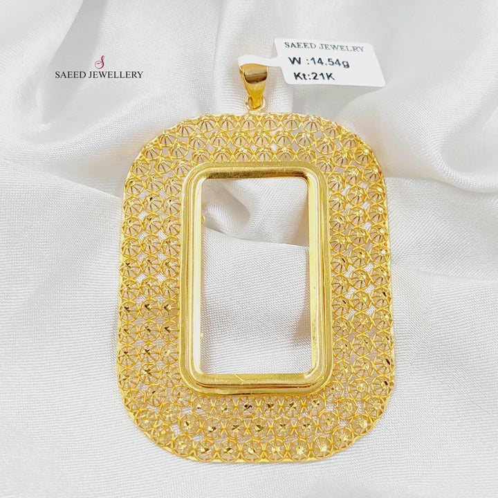 21K Gold Ounce Frame Pendant by Saeed Jewelry - Image 4