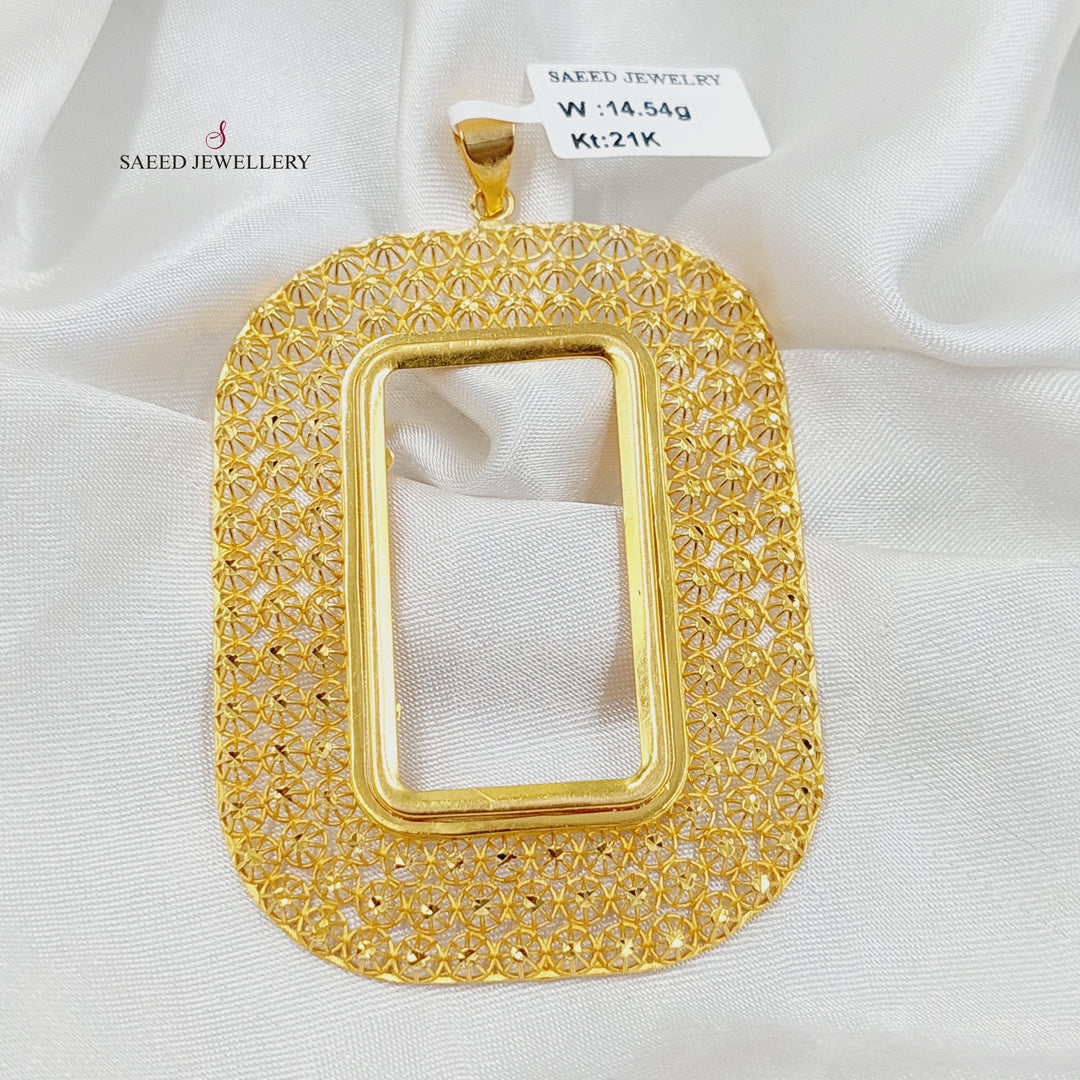 21K Gold Ounce Frame Pendant by Saeed Jewelry - Image 5