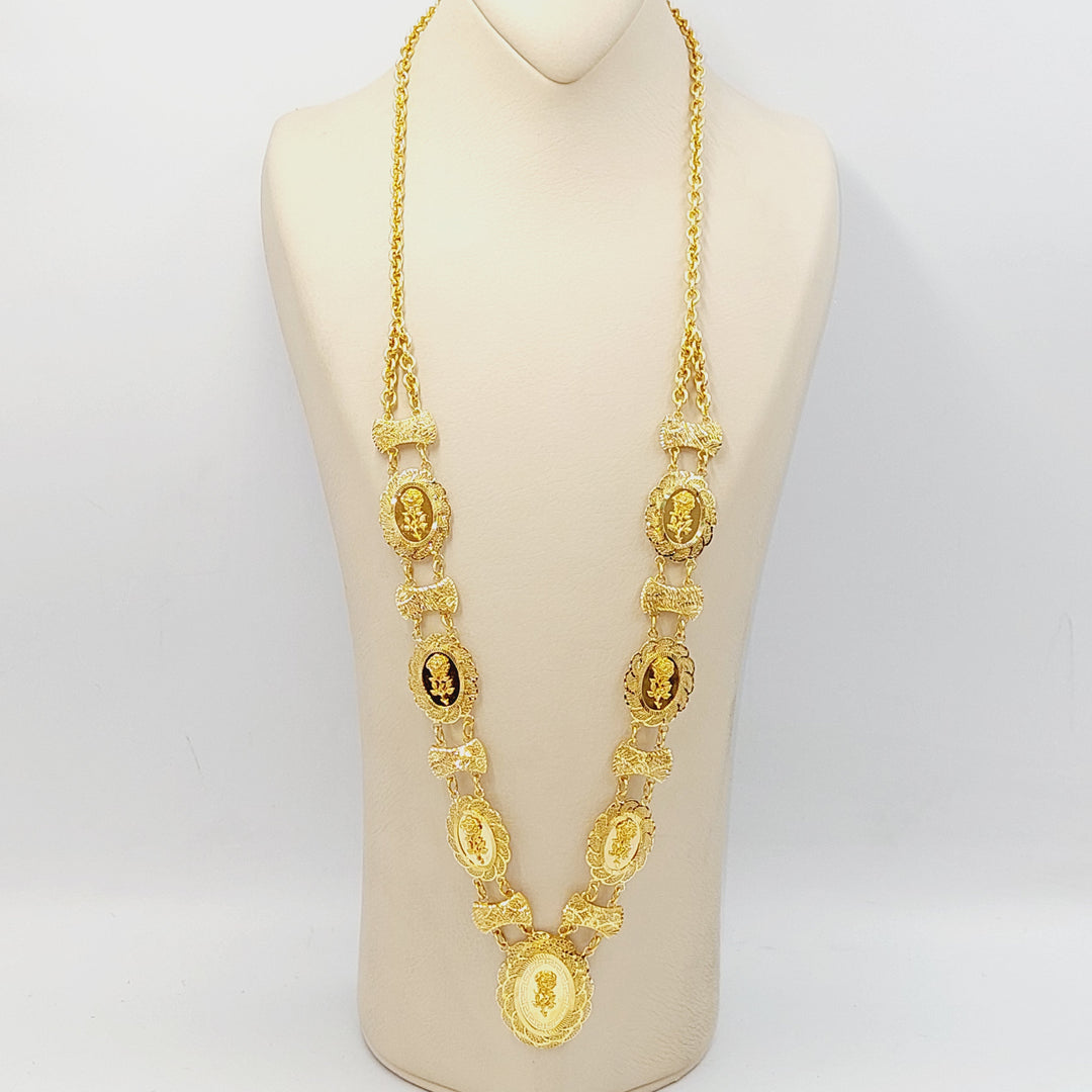 21K Gold Ounce Rose Long Necklace by Saeed Jewelry - Image 2