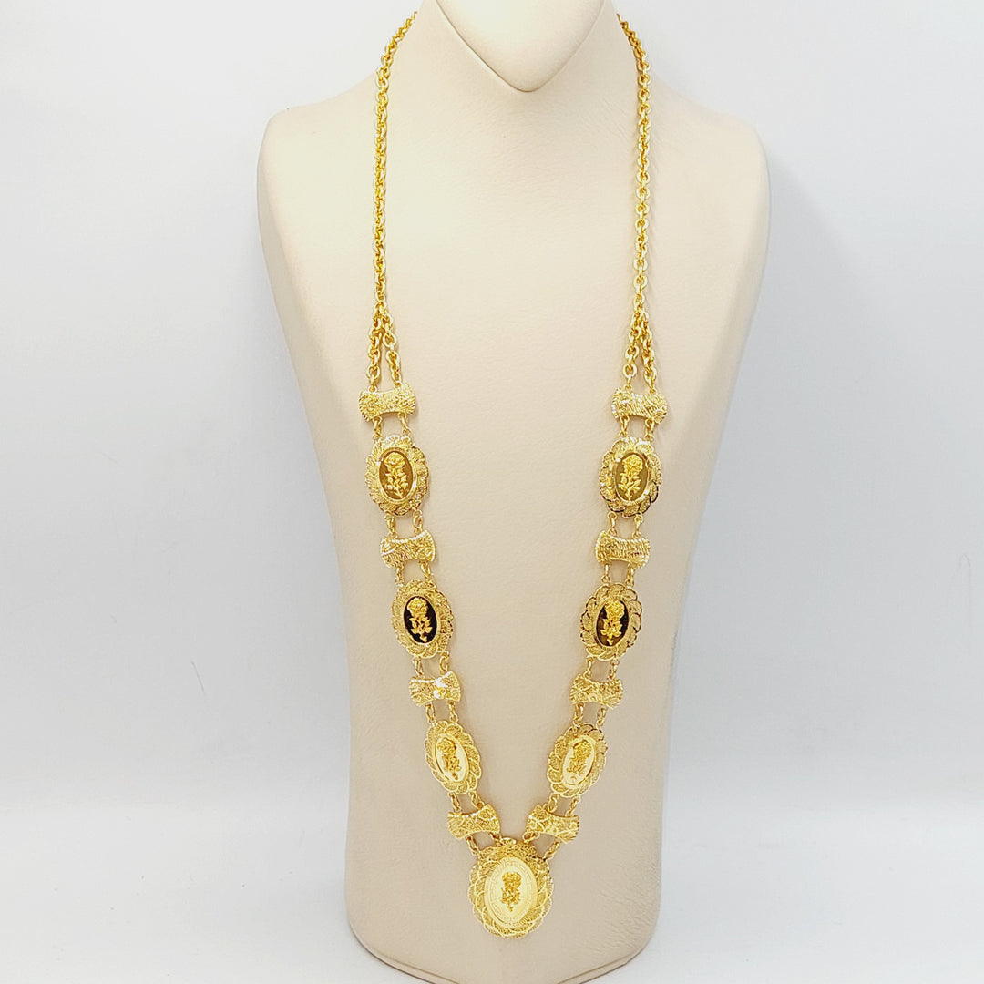 21K Gold Ounce Rose Long Necklace by Saeed Jewelry - Image 3