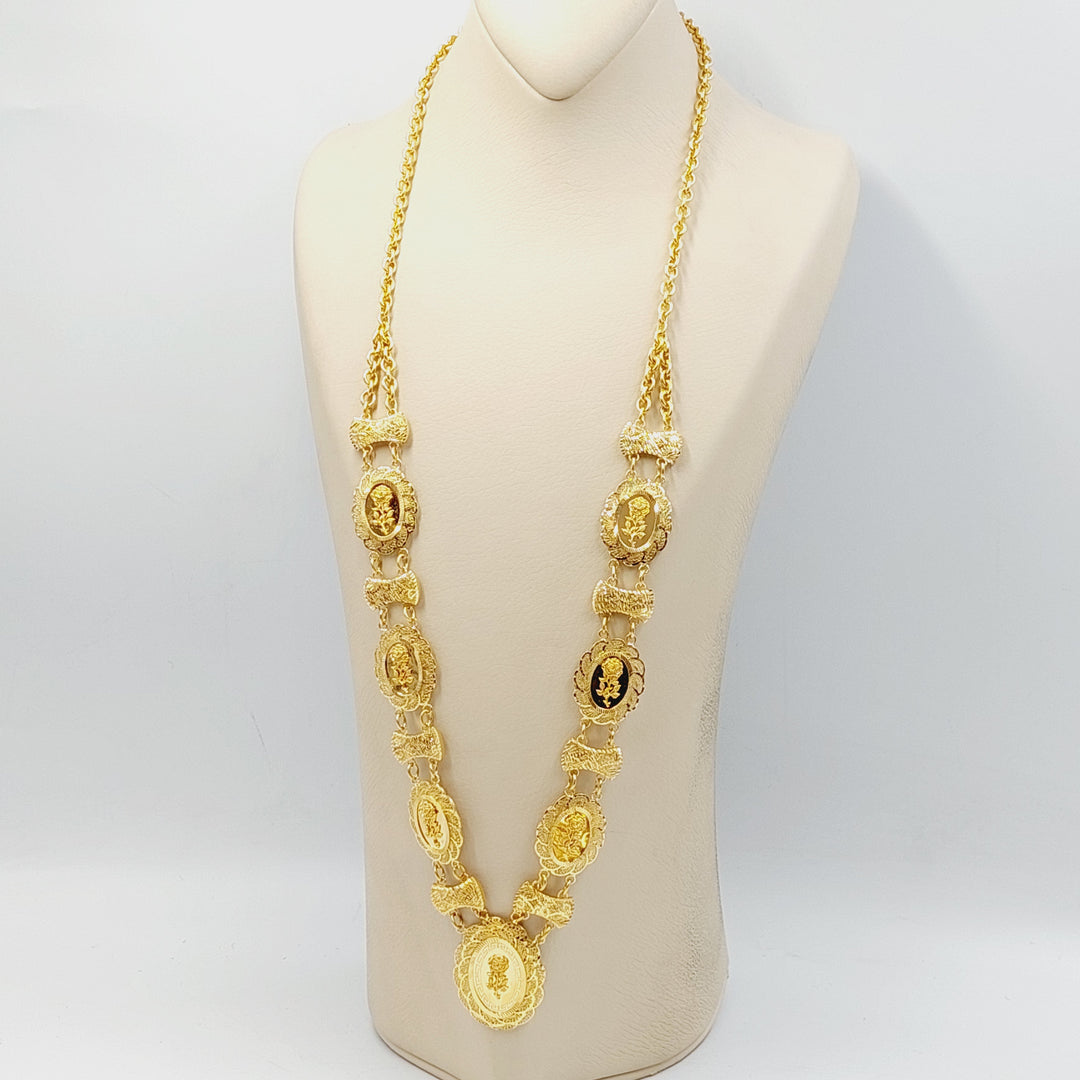 21K Gold Ounce Rose Long Necklace by Saeed Jewelry - Image 4