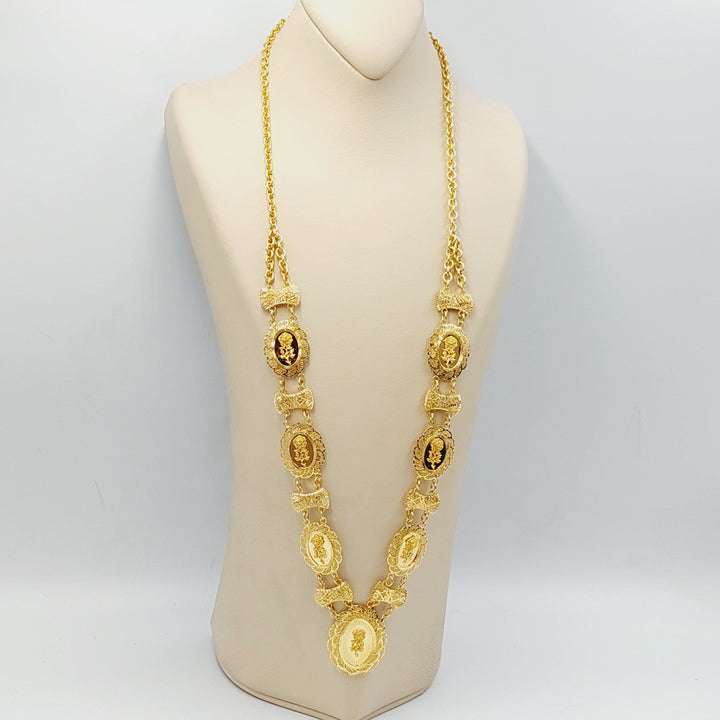 21K Gold Ounce Rose Long Necklace by Saeed Jewelry - Image 1