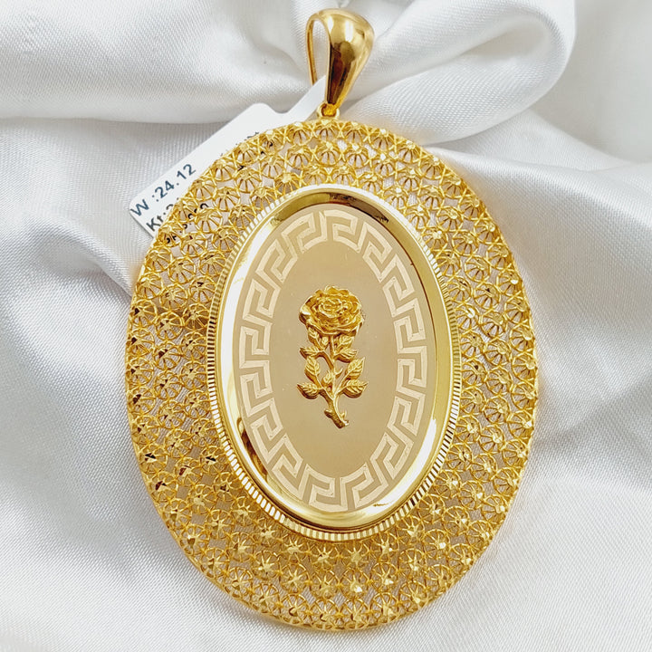 21K Gold Ounce Rose Pendant by Saeed Jewelry - Image 1