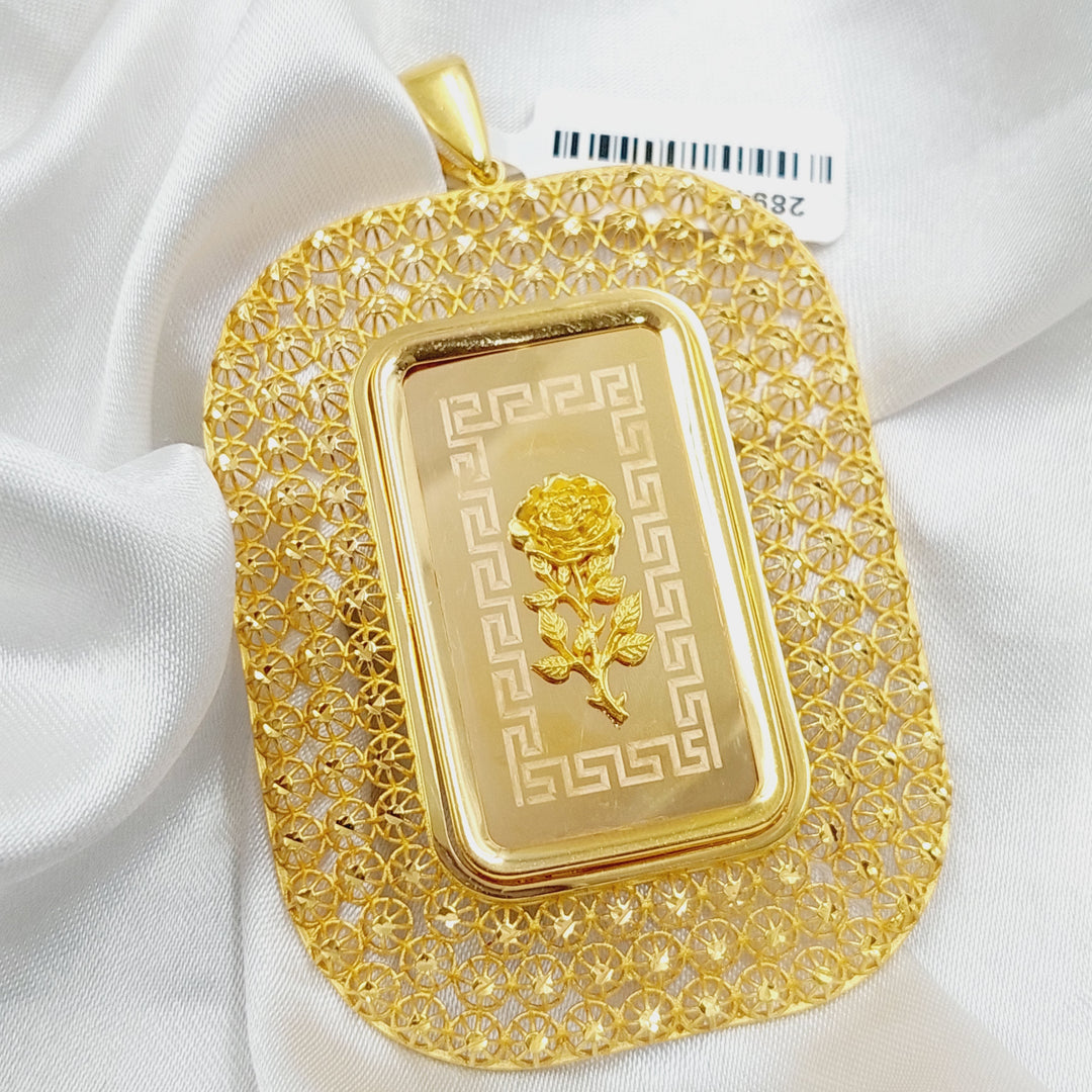 21K Gold Ounce Rose Pendant by Saeed Jewelry - Image 3