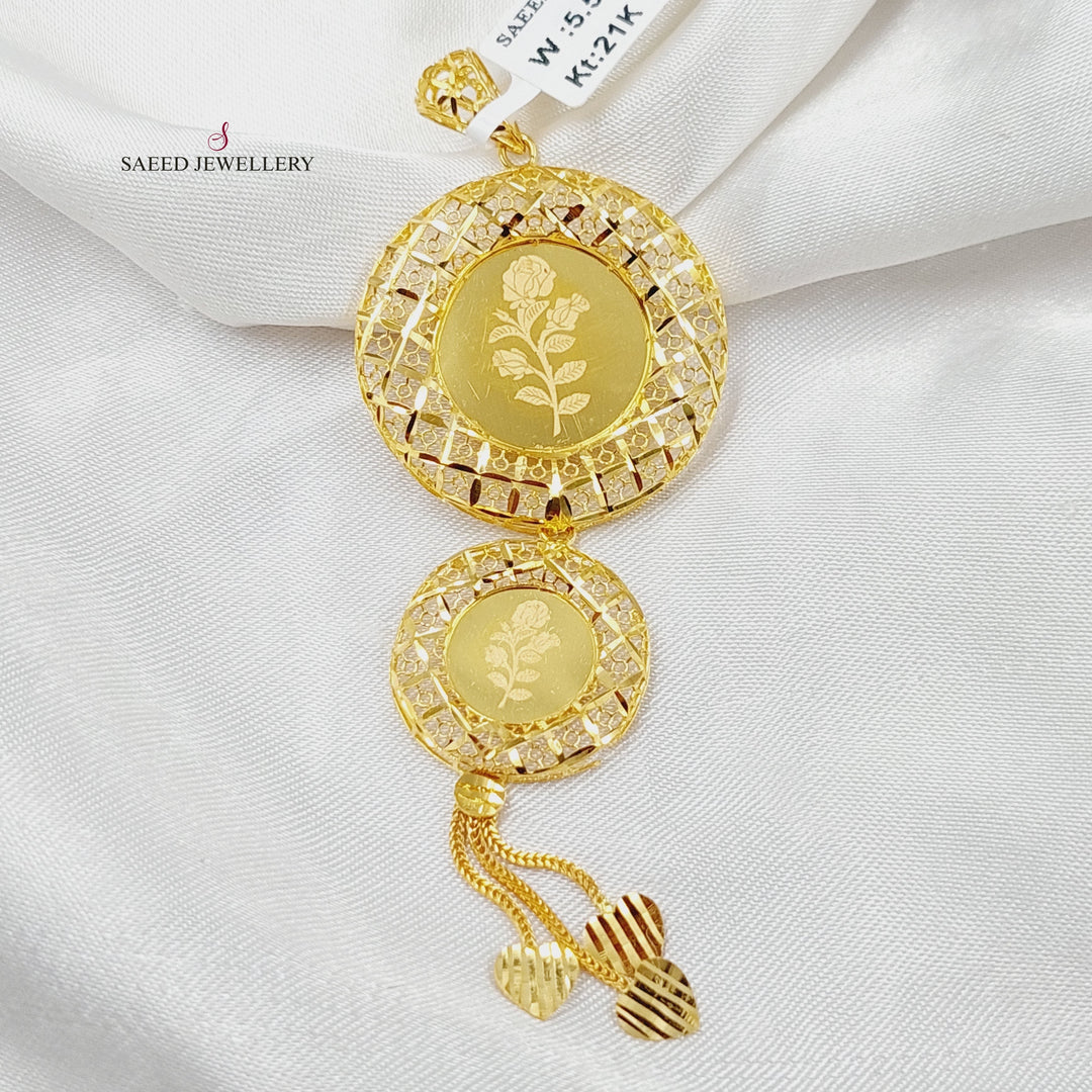 21K Gold Ounce Rose Pendant by Saeed Jewelry - Image 3