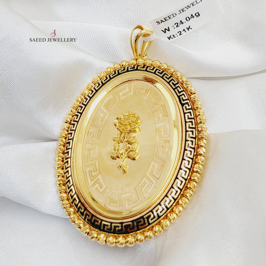 21K Gold Ounce Rose Pendant by Saeed Jewelry - Image 3