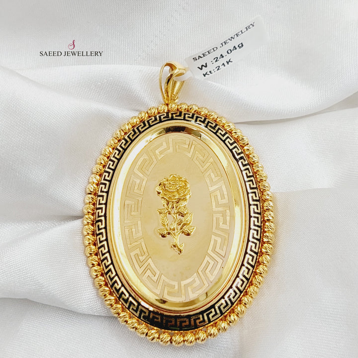 21K Gold Ounce Rose Pendant by Saeed Jewelry - Image 4