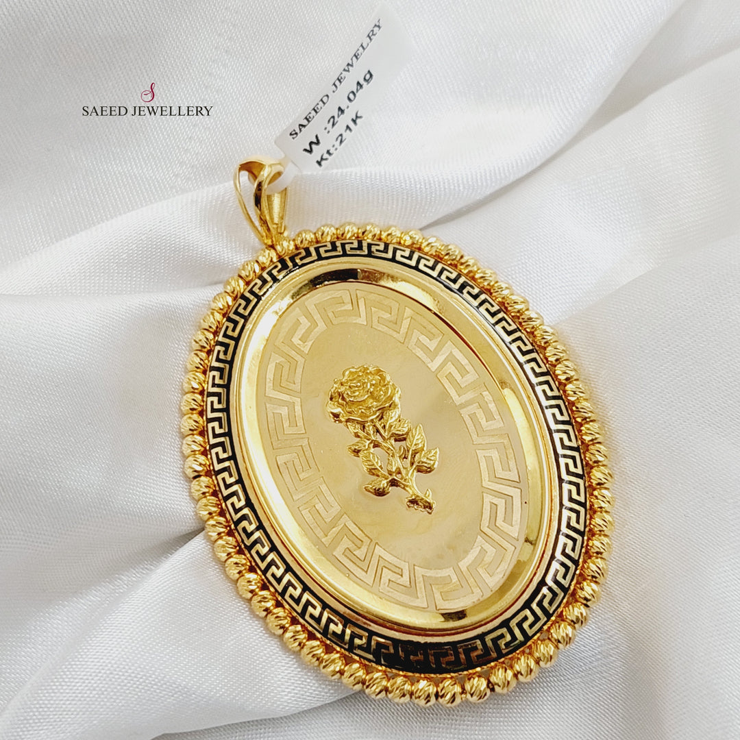 21K Gold Ounce Rose Pendant by Saeed Jewelry - Image 5