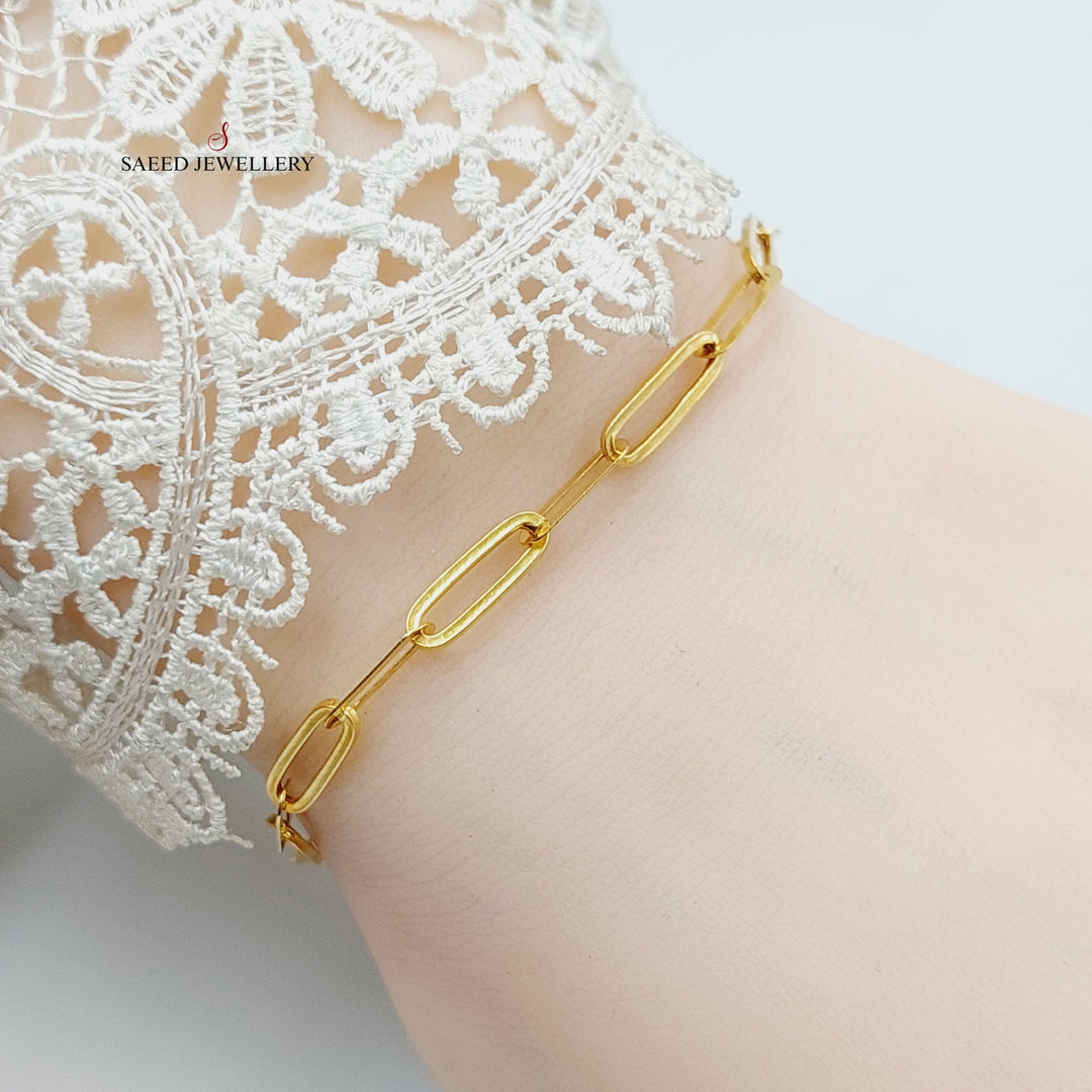 21K Gold Paperclip Bracelet by Saeed Jewelry - Image 2