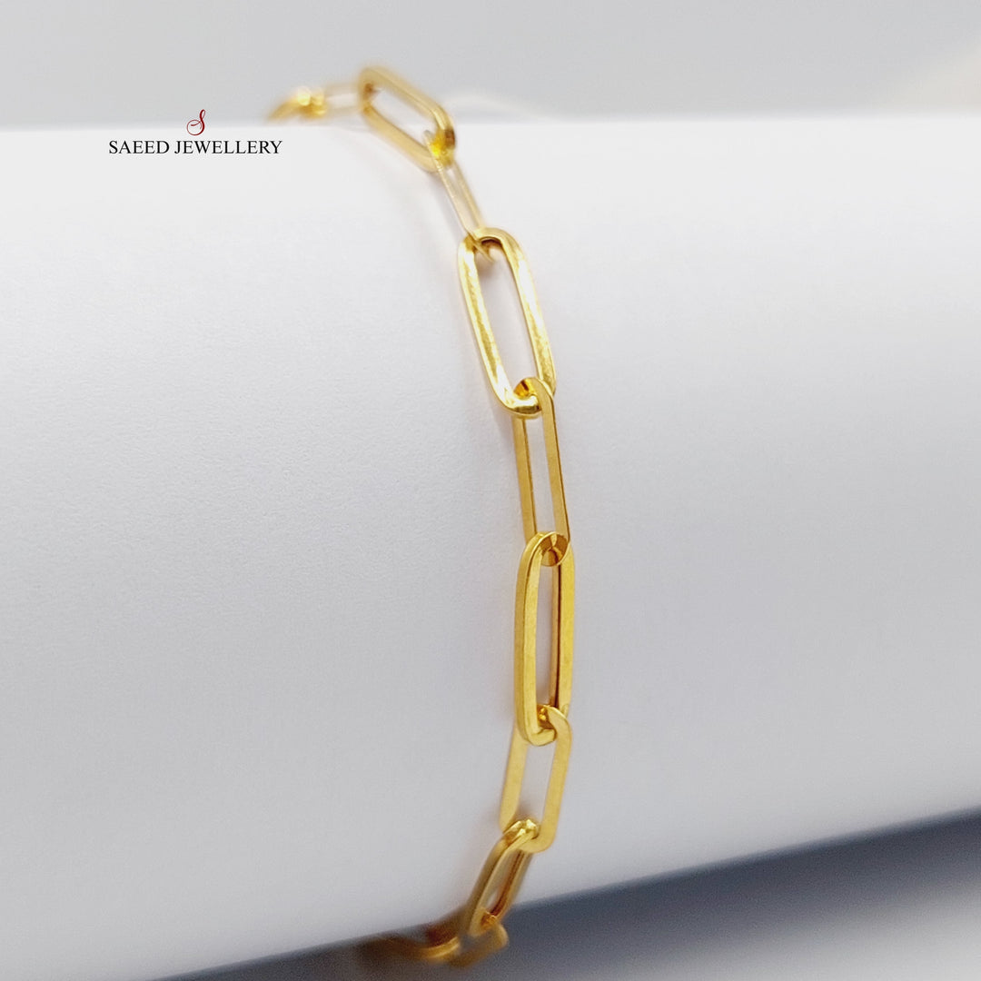 21K Gold Paperclip Bracelet by Saeed Jewelry - Image 3