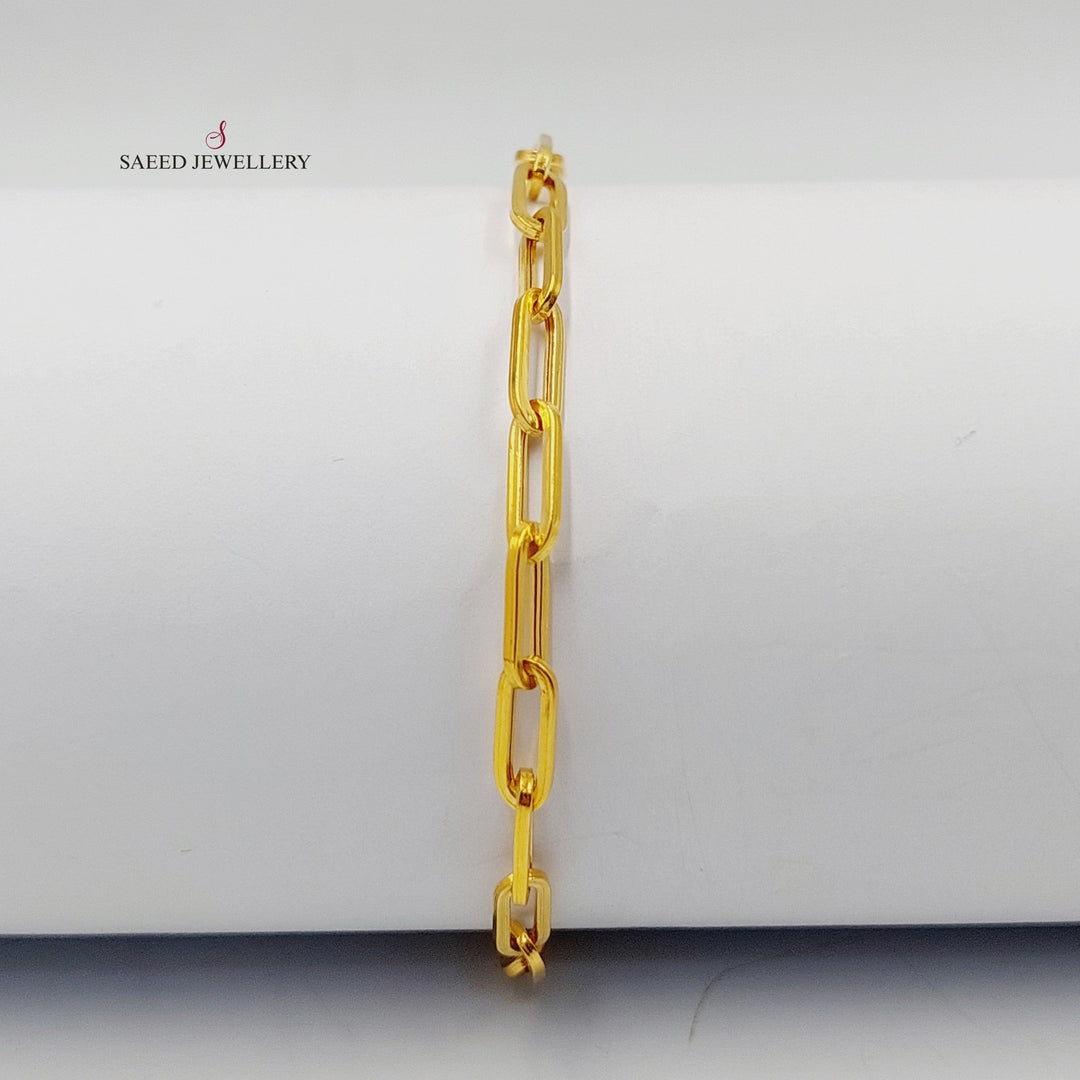 21K Gold Paperclip Bracelet by Saeed Jewelry - Image 4