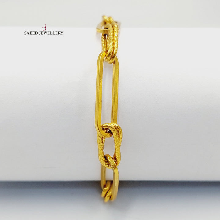 21K Gold Paperclip Bracelet by Saeed Jewelry - Image 4