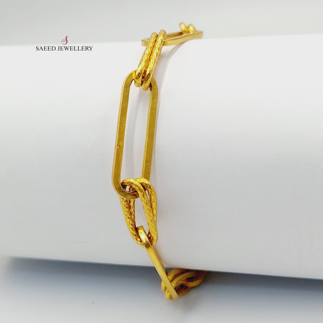 21K Gold Paperclip Bracelet by Saeed Jewelry - Image 5