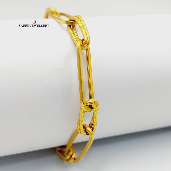 21K Gold Paperclip Bracelet by Saeed Jewelry - Image 1