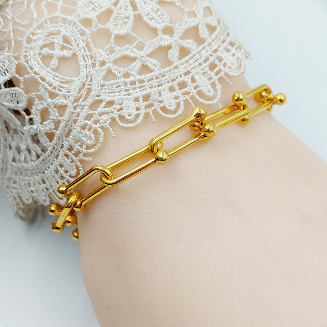21K Gold Paperclip Bracelet by Saeed Jewelry - Image 2