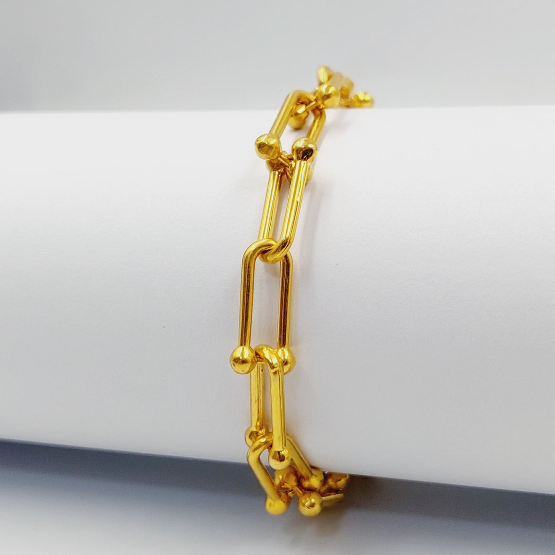 21K Gold Paperclip Bracelet by Saeed Jewelry - Image 4