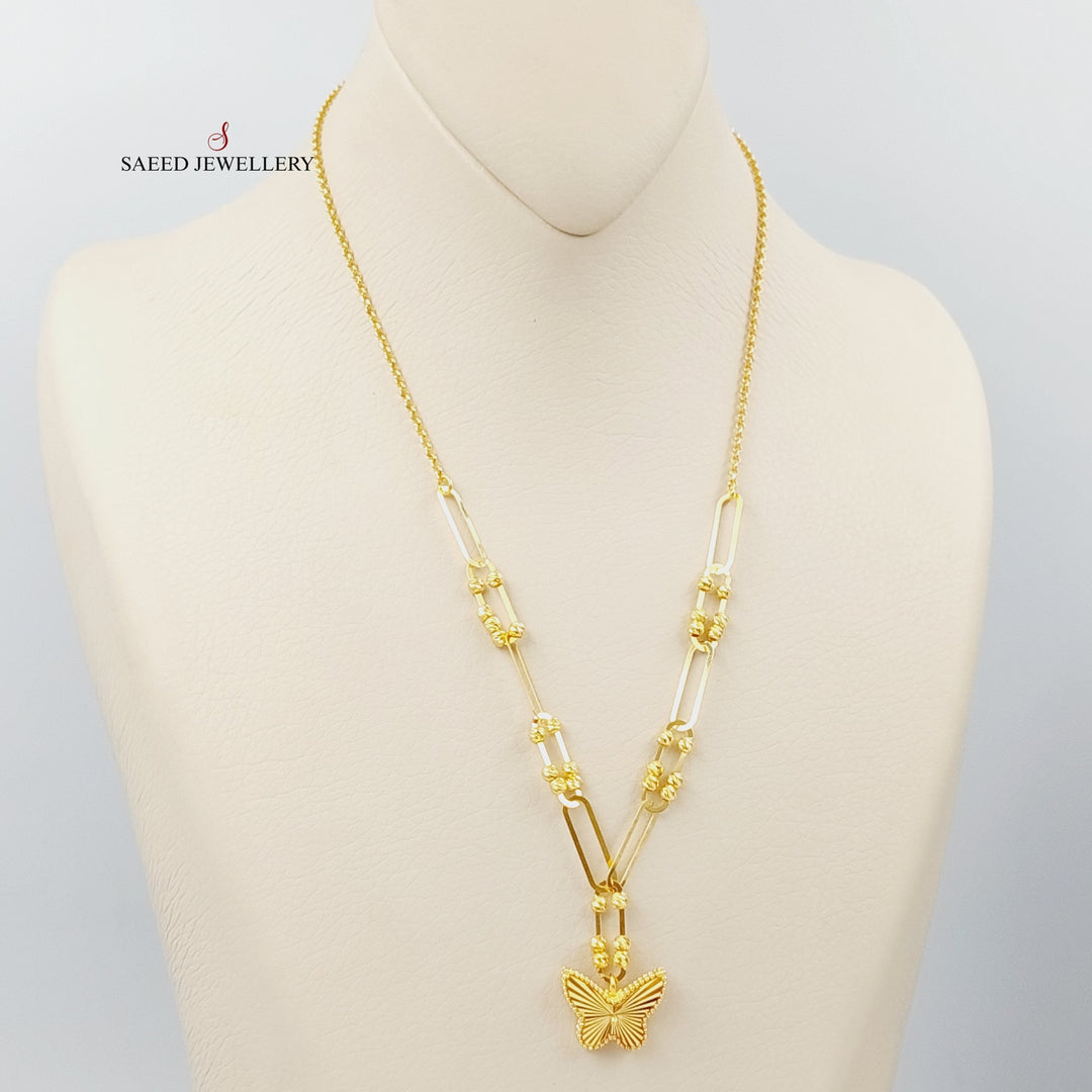 21K Gold Paperclip Butterfly Necklace by Saeed Jewelry - Image 3