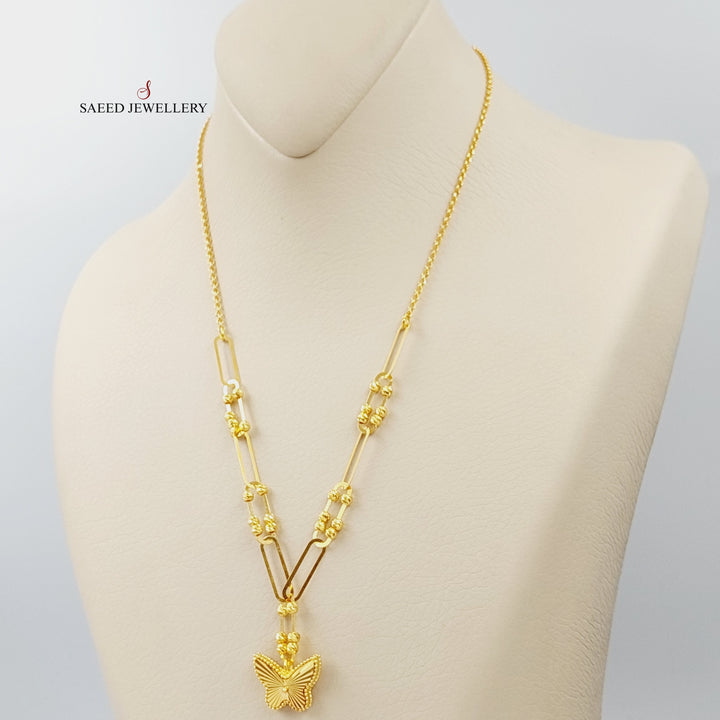 21K Gold Paperclip Butterfly Necklace by Saeed Jewelry - Image 4