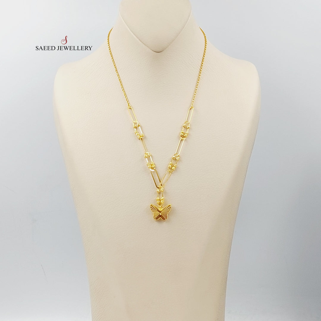 21K Gold Paperclip Butterfly Necklace by Saeed Jewelry - Image 1