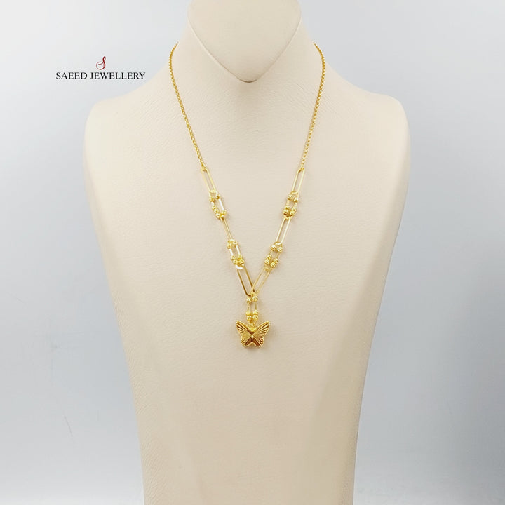 21K Gold Paperclip Butterfly Necklace by Saeed Jewelry - Image 1