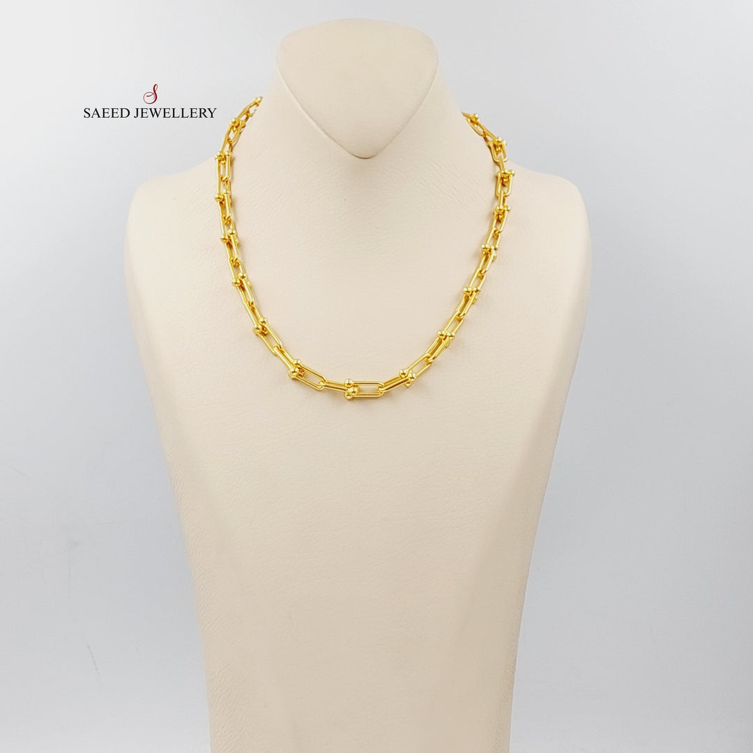 21K Gold Paperclip Necklace by Saeed Jewelry - Image 3