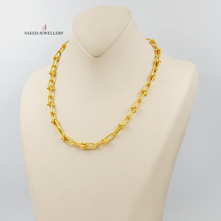21K Gold Paperclip Necklace by Saeed Jewelry - Image 4
