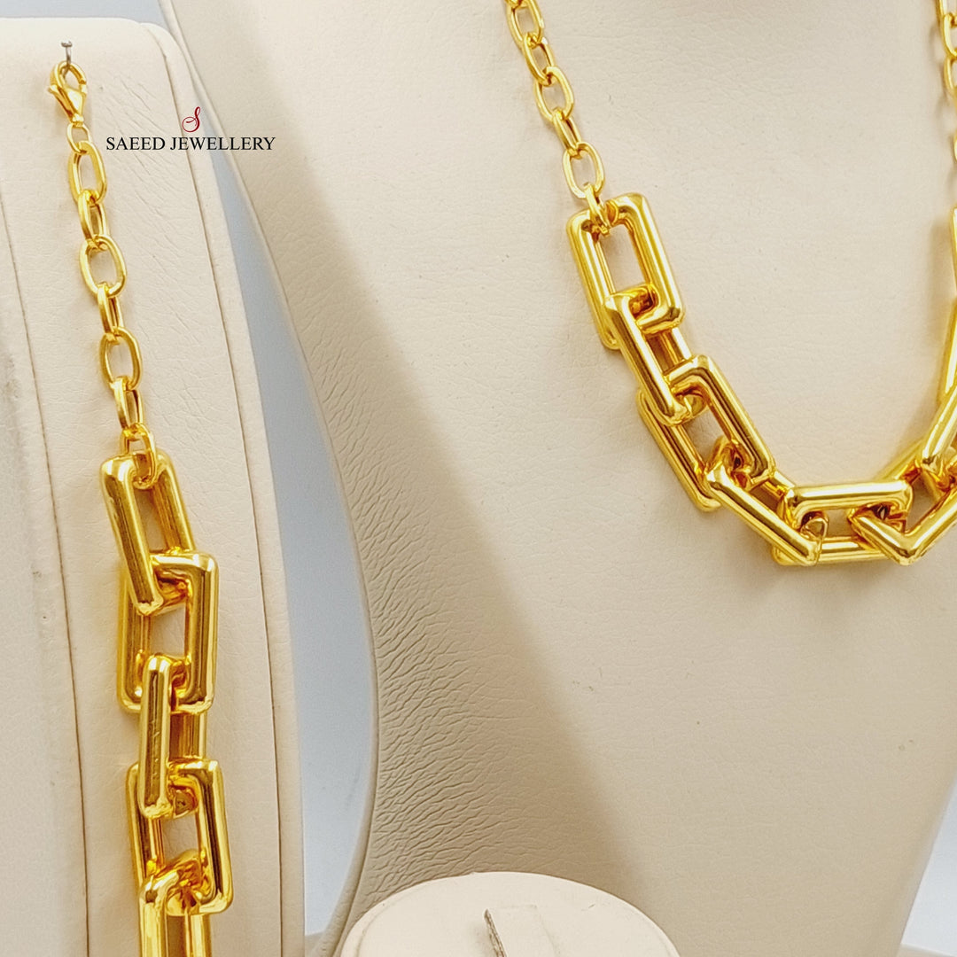 Paperclip Set Made Of 21K Yellow Gold by Saeed Jewelry-27681